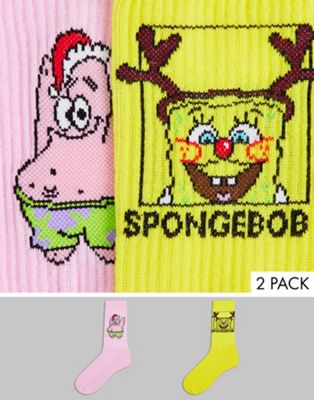 ASOS DESIGN Spongebob and Patrick christmas sports socks