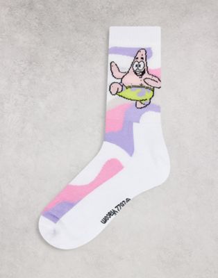 ASOS DESIGN Spongebob sports sock with pink wavey print