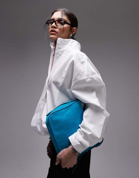 ASOS DESIGN - Sport overhemd met opstaande boord in wit - view 1