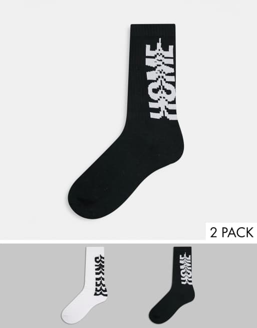 ASOS DESIGN sport sock with dripping slogans 2 pack ASOS