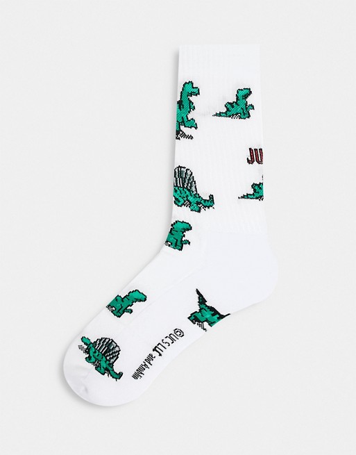 ASOS DESIGN sport sock with Jurassic park design