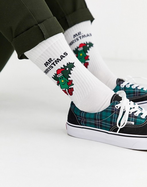 ASOS DESIGN sport sock with Mr Christmas print