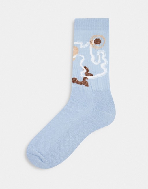 ASOS DESIGN sport sock with neutral abstract design