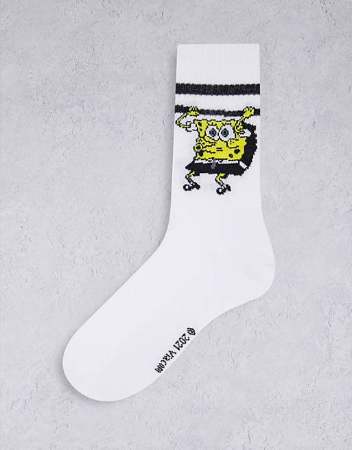 ASOS DESIGN sport sock with Spongebob swing design