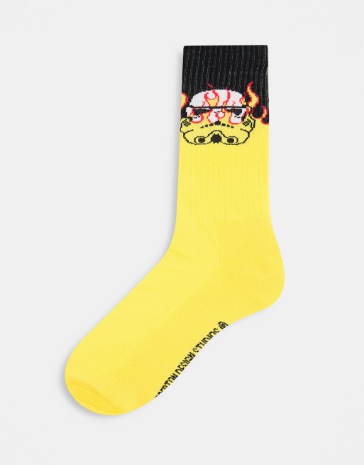 ASOS DESIGN sport sock with star wars storm trooper flame design