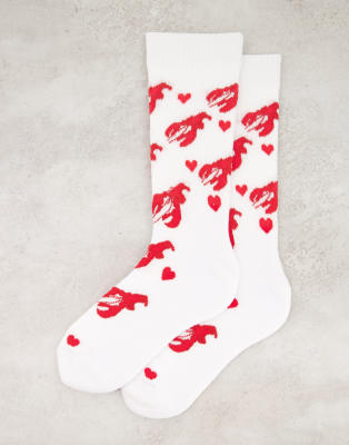 ASOS DESIGN sport sock with valentine lobster design