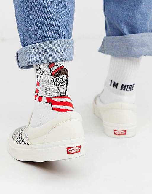 ASOS DESIGN sport sock with where's wally I'm here print | ASOS