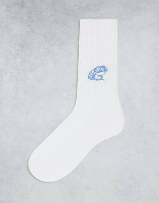 Asos Design Sport Socks With Frog Artwork In White