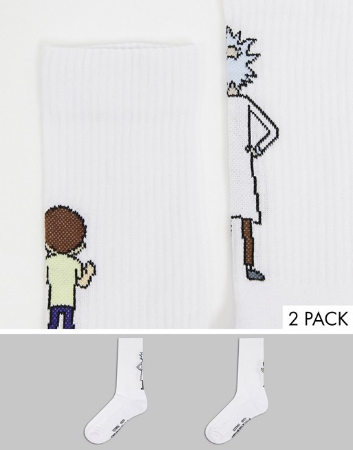 ASOS DESIGN sport socks with Rick & Morty design 2 pack