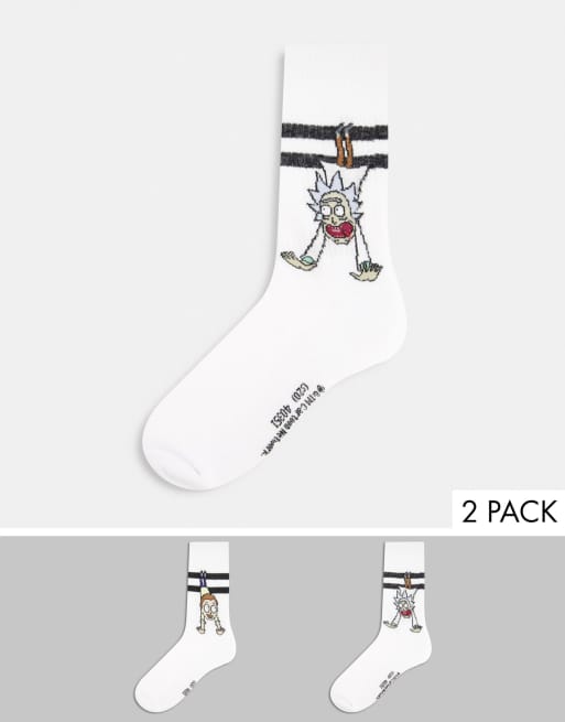 ASOS DESIGN sport socks with Rick & Morty design 2 pack