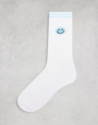 ASOS DESIGN sport socks with smile embroidery