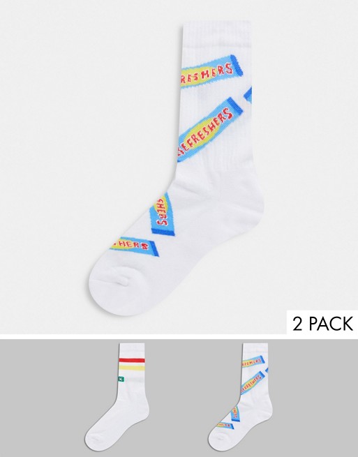 ASOS DESIGN sport socks with sweets design 2 pack