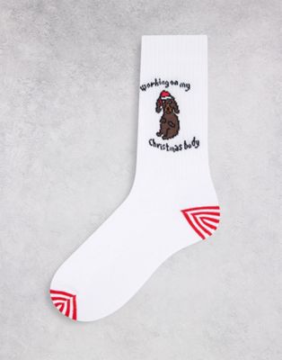 ASOS DESIGN sports sock with christmas dachshund (200899947)