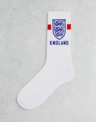 ASOS DESIGN sports socks in white with England badge design - ASOS Price Checker