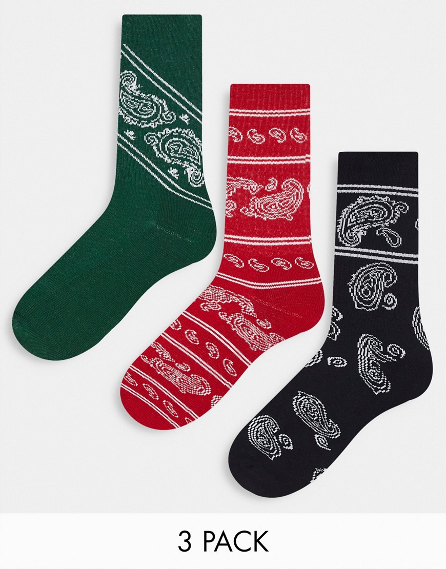 ASOS DESIGN sports socks with bandana print-White