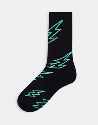 ASOS DESIGN sports socks with lightening bolt design