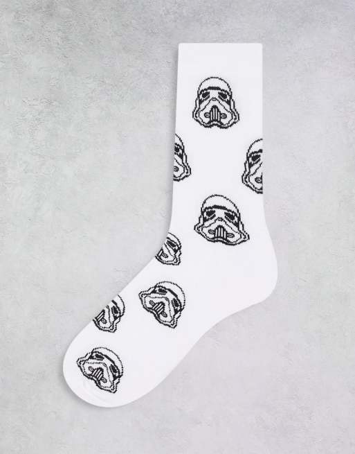 ASOS DESIGN sports socks with Stormtrooper in white ASOS