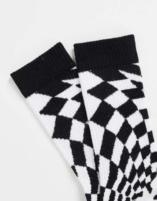 ASOS DESIGN sports socks with swirl check print in black and white, 2 of 4