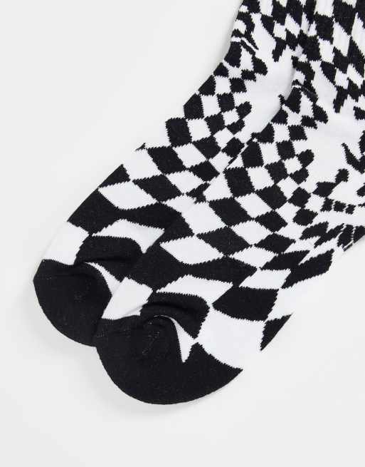 ASOS DESIGN sports socks with swirl check print in black and white, 4 of 4