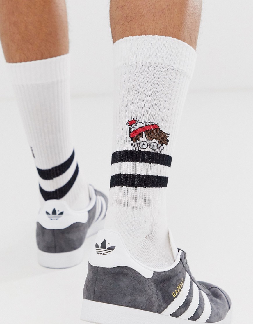ASOS DESIGN sports socks with wheres wally design-Multi
