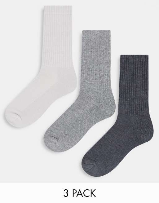 ASOS DESIGN – Sportsocken in Grautönen mit Frotteesohle im 3er-Pack | ASOS