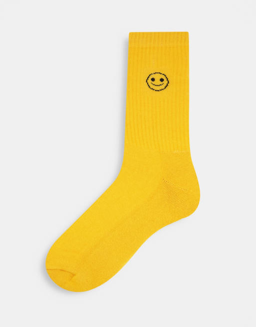 ASOS DESIGN – Sportsocken in Herbsttönen mit Smiley-Detail im 3er-Pack, 4 von 4