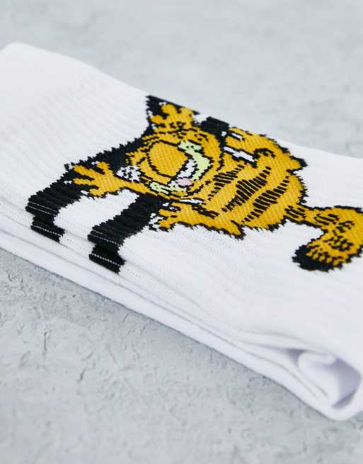 ASOS DESIGN – Sportsocken in Weiß mit Garfield-Design und schwarzen Streifen, 2 von 4