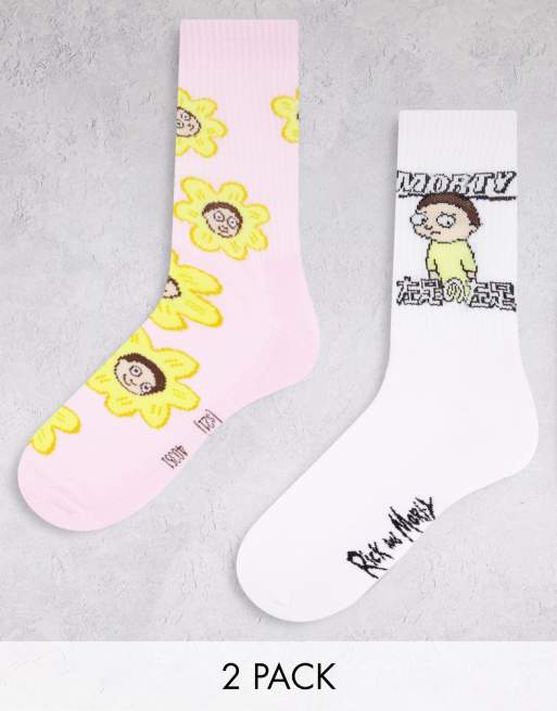 ASOS DESIGN – Sportsocken mit „Rick and Morty“-Motiv im 2er-Pack