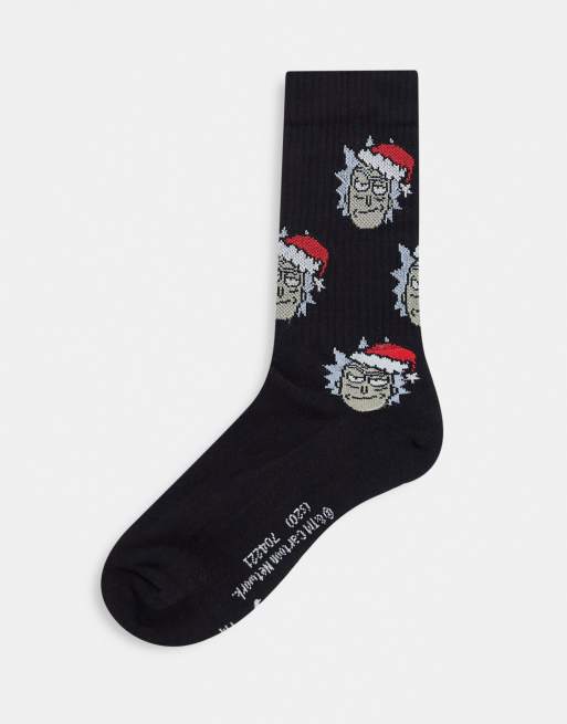 ASOS DESIGN – Sportsocken mit weihnachtlichem Rick & Morty-Design