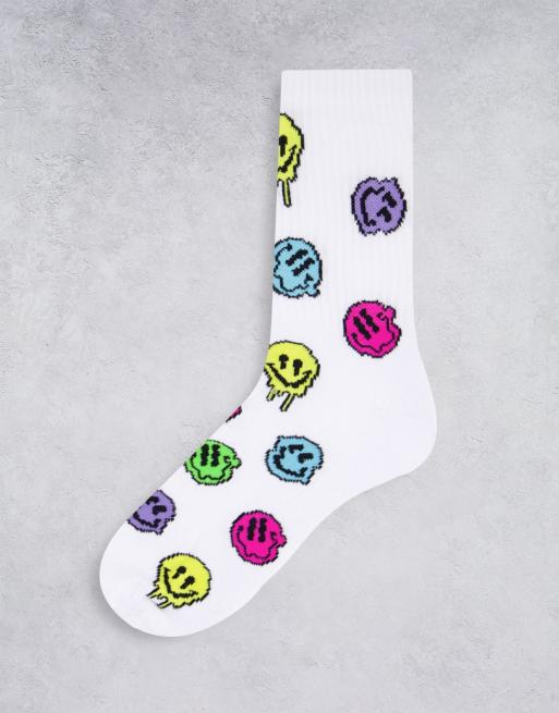 ASOS DESIGN - Sportsokken met druipende glimlachende gezichtjes