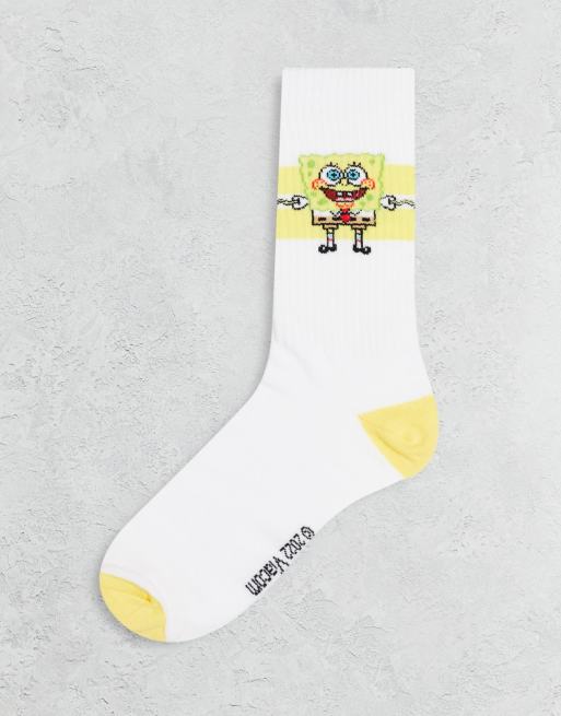 ASOS DESIGN - Sportsokken met Spongebob en strepen in collegestijl in geel