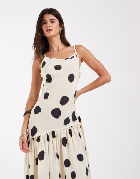 ASOS DESIGN spot asymmetric drop waist maxi dress - view 1