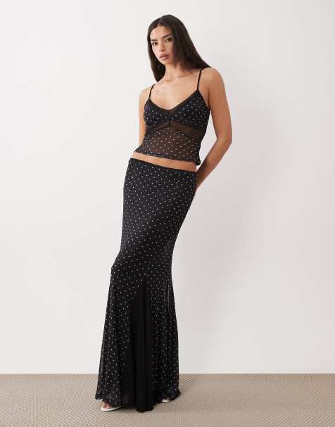 ASOS DESIGN spot mesh co-ord in black - view 1