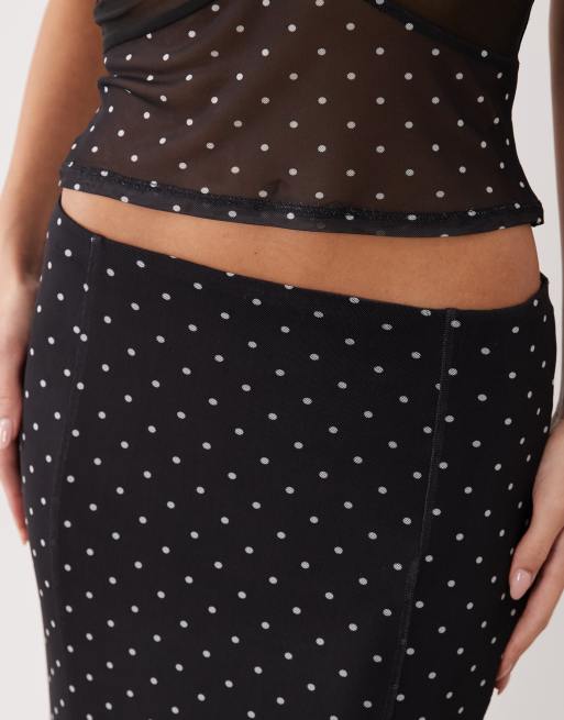 ASOS DESIGN spot mesh maxi skirt co-ord in black, 3 of 5