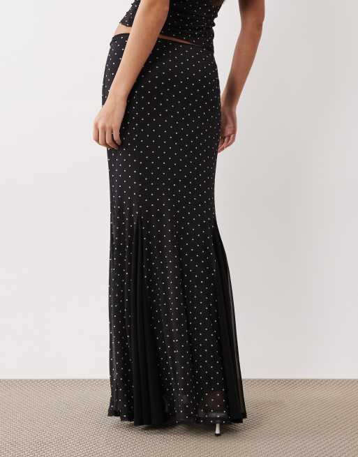 ASOS DESIGN spot mesh maxi skirt in black (part of a set), 5 of 5