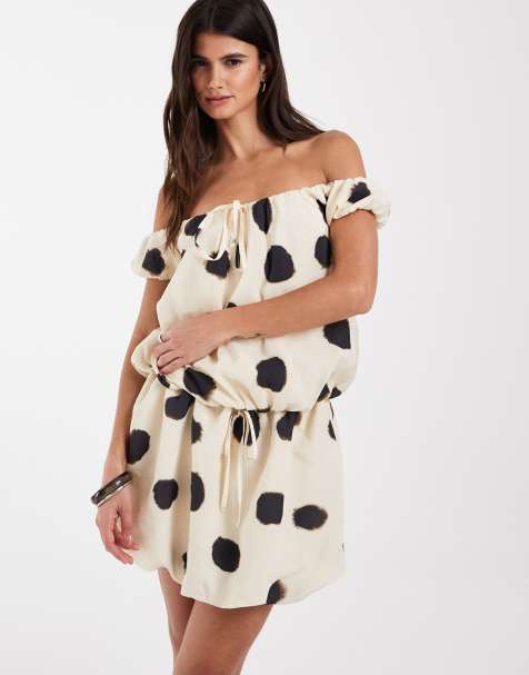 ASOS DESIGN spot mini bubble dress in monochrome polka dot - view 1