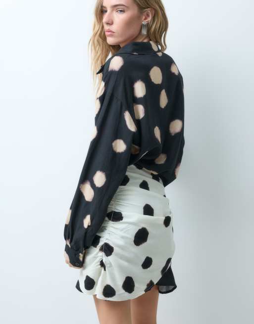 ASOS DESIGN spot shirt dress with contrast scarf, 3 of 4