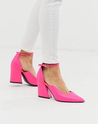 hot pink block heel shoes