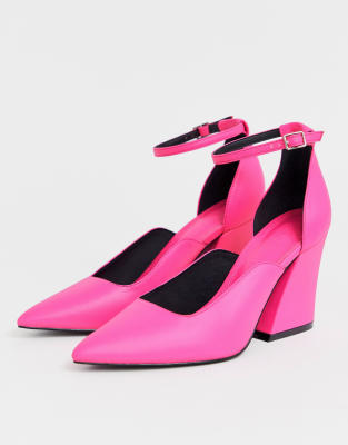 hot pink block heel pumps