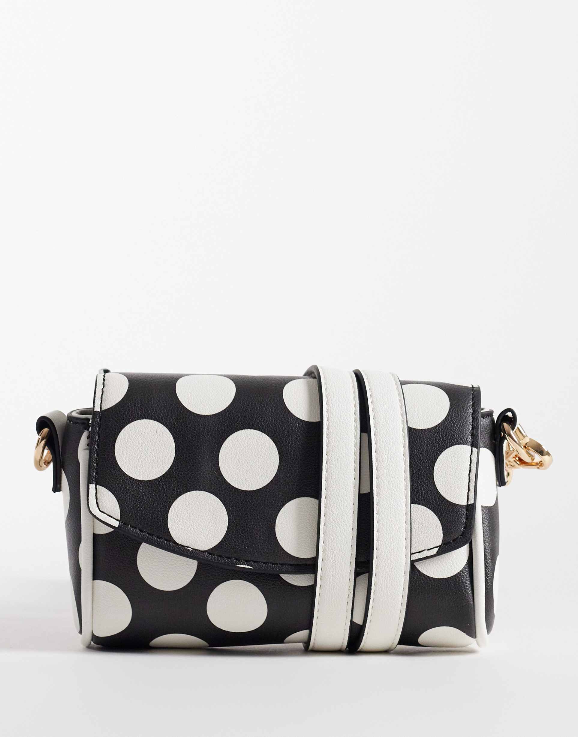 asos design spotty mini cross body bag with adjustable strap in mono
