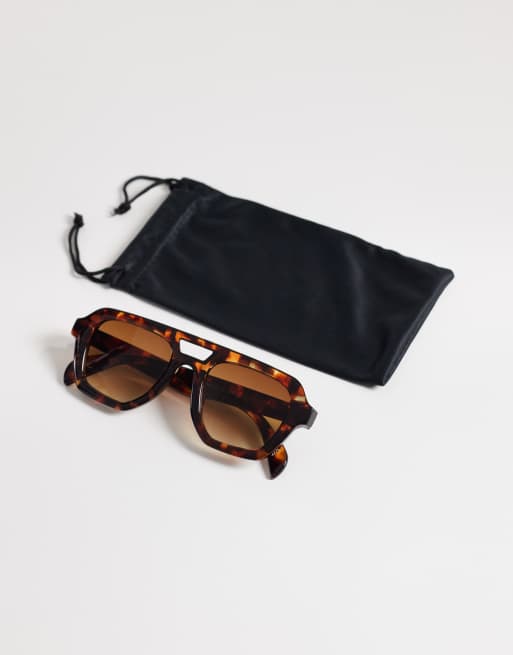 ASOS DESIGN – Spräckliga, kantiga pilotsolglasögon, 3 av 3