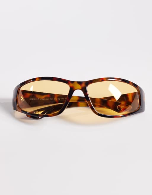 ASOS DESIGN – Spräckliga, omslutande solglasögon med bärnstensfärgade glas, 3 av 3