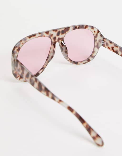 ASOS DESIGN – Spräckliga pilotsolglasögon med plastbågar och rosatonade glas, 2 av 4