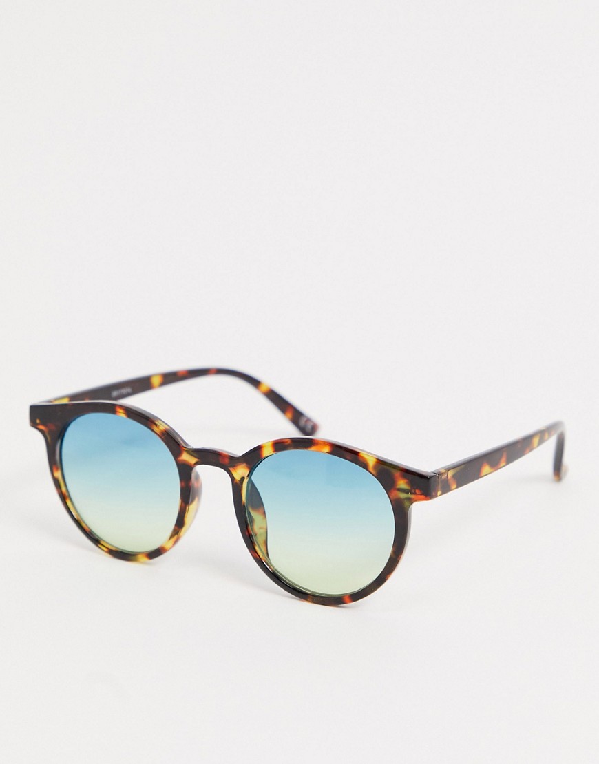 ASOS DESIGN – Spräckliga runda solglasögon med blå glas-Brun