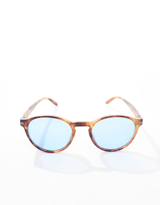 ASOS DESIGN – Spräckliga, runda solglasögon med blå glas, 2 av 4