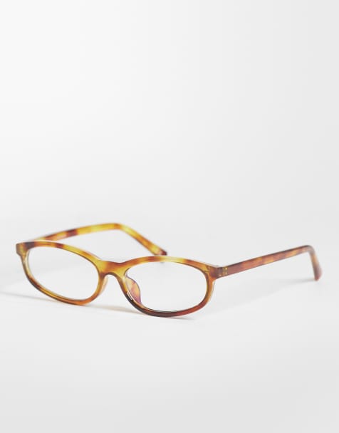 ASOS DESIGN – Spräckliga, smala och ovala glasögon med genomskinliga glas och blåljusskydd - view 1