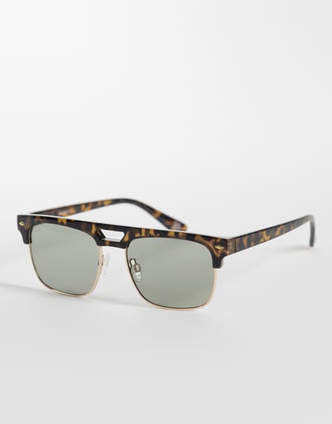 ASOS DESIGN – Spräckliga solglasögon i retrostil med gröna glas - view 1