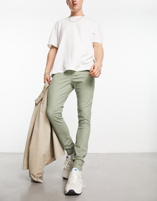 ASOS DESIGN - Spray on-chinos i kakigrøn