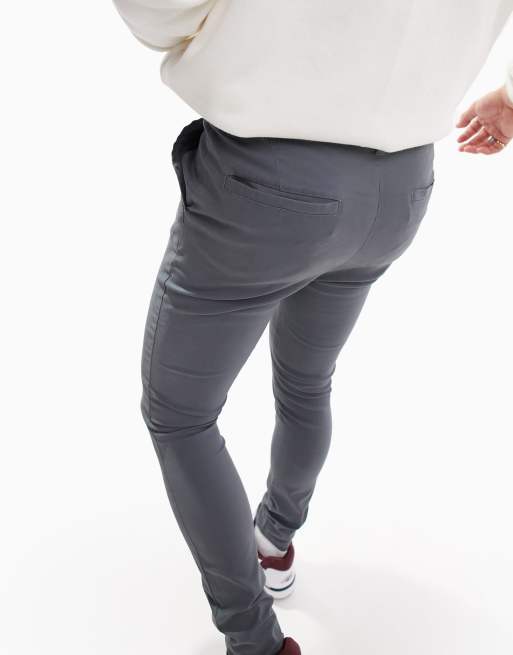 ASOS DESIGN spray on chinos in light charcoal, 3 of 4