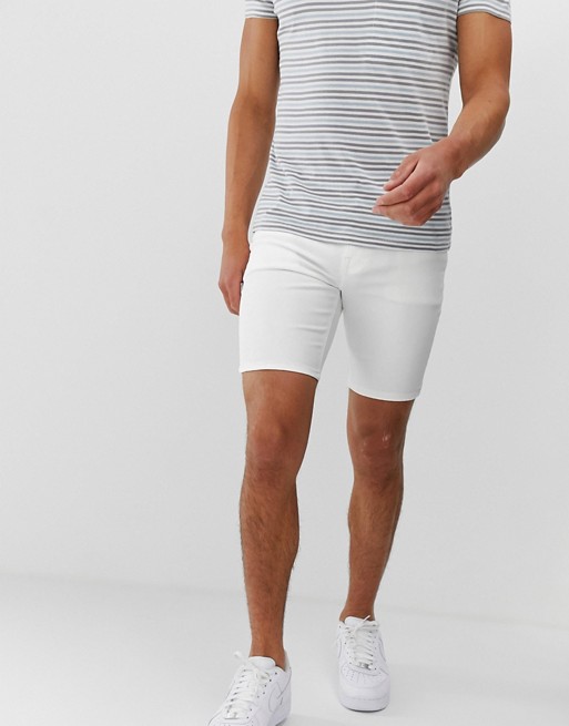 ASOS DESIGN spray on denim shorts in power stretch white | ASOS